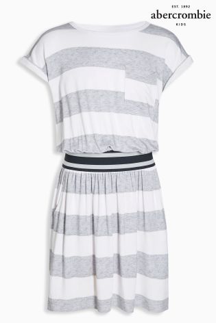 Abercrombie & Fitch Grey/White Stripe Dress